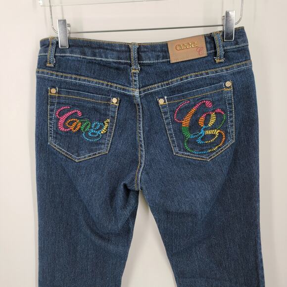 Coogi Jeans Junior 7/8 Embroidered Logo Rainbow Pocket 32x31 Stretch Vintage - Picture 3 of 11